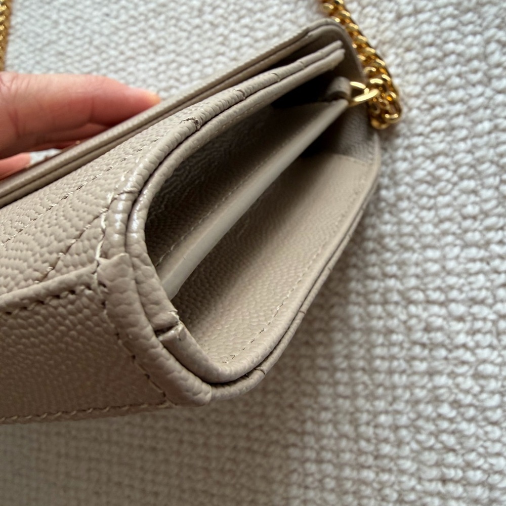 Saint Laurent Beige Quilted YSL Chain Crossbody Bag - Picture 7 of 11
